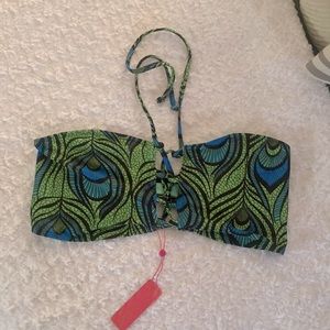 Curvy Beach Teal Peacock Bandeau Top- NWT- Size 2X